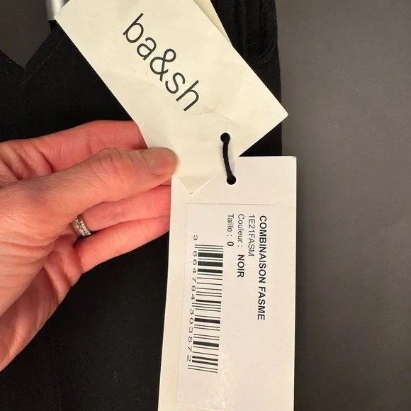 ba&sh • NWT Fasme Jumpsuit • Black Flowy Wide Leg Deep Open Back • XS - Picture 9 of 13